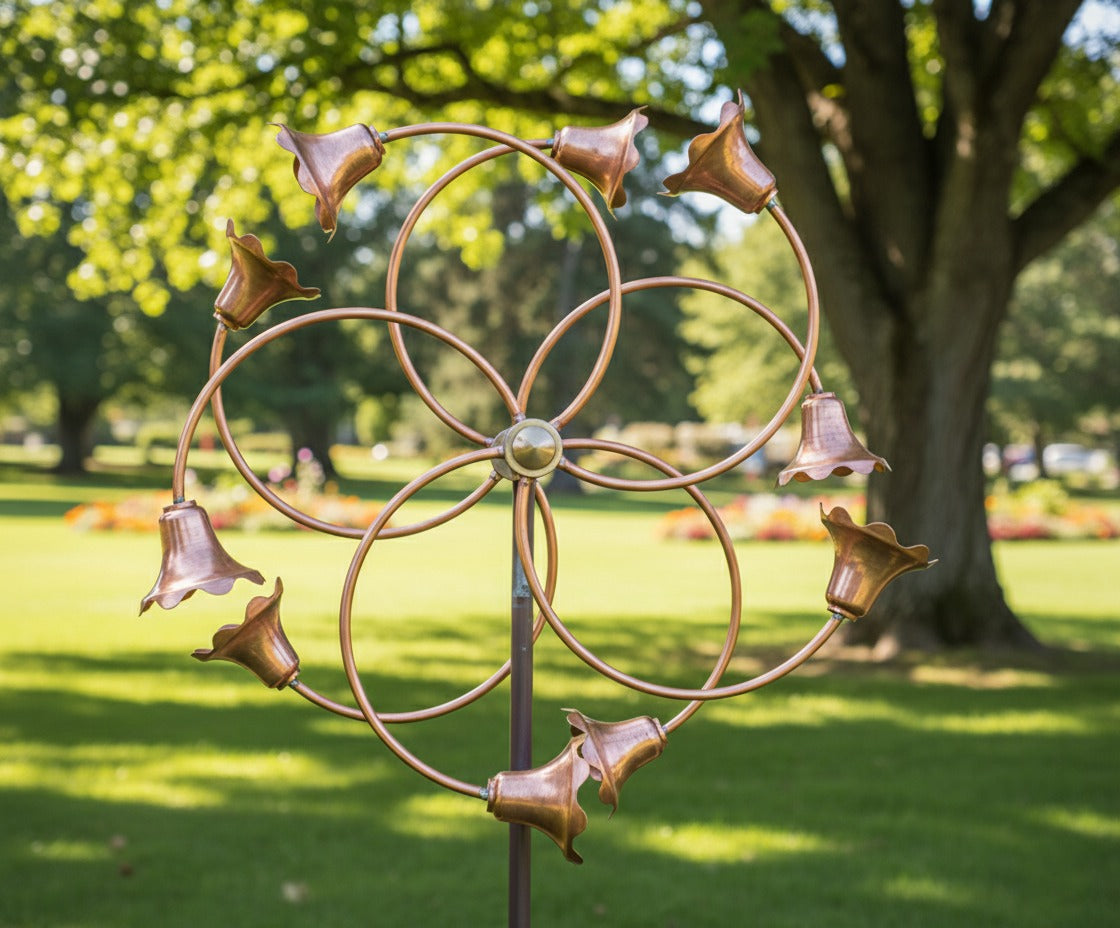 74" Handmade Dual Copper Wind Spinner – Kinetic Garden Sculpture with 360° Motion
