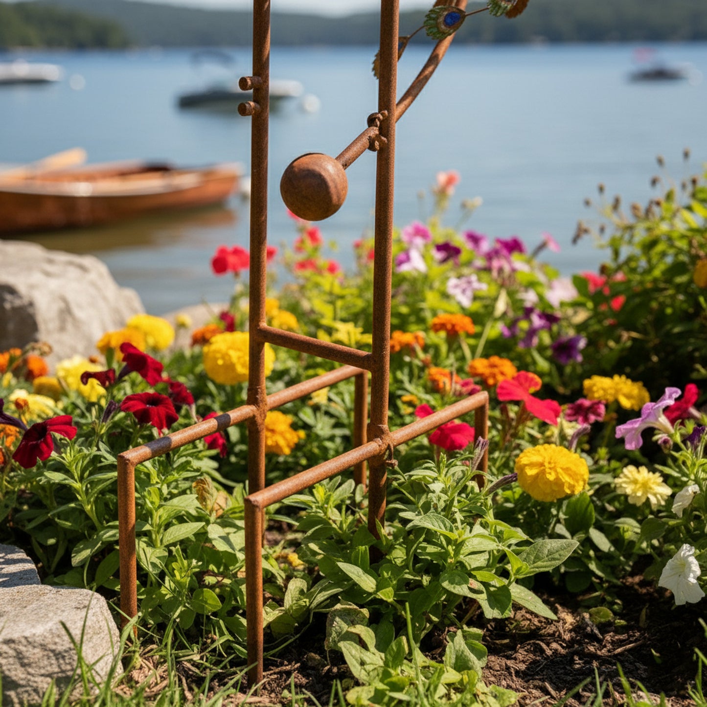 62" Handmade Metal Peacock Wind Spinner – Colorful Kinetic Garden Sculpture