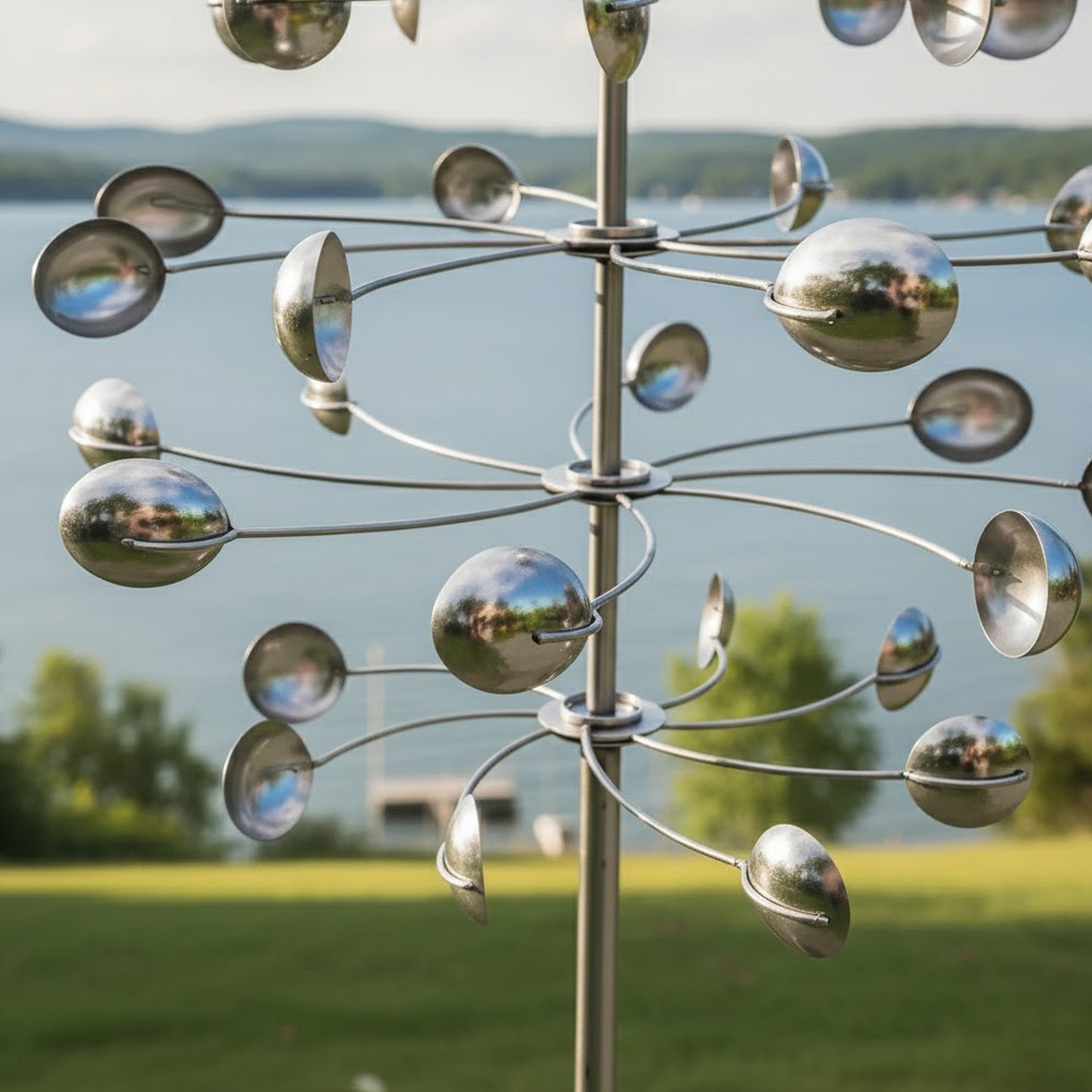 77" Handcrafted Dual-Tier Copper Garden Wind Spinner