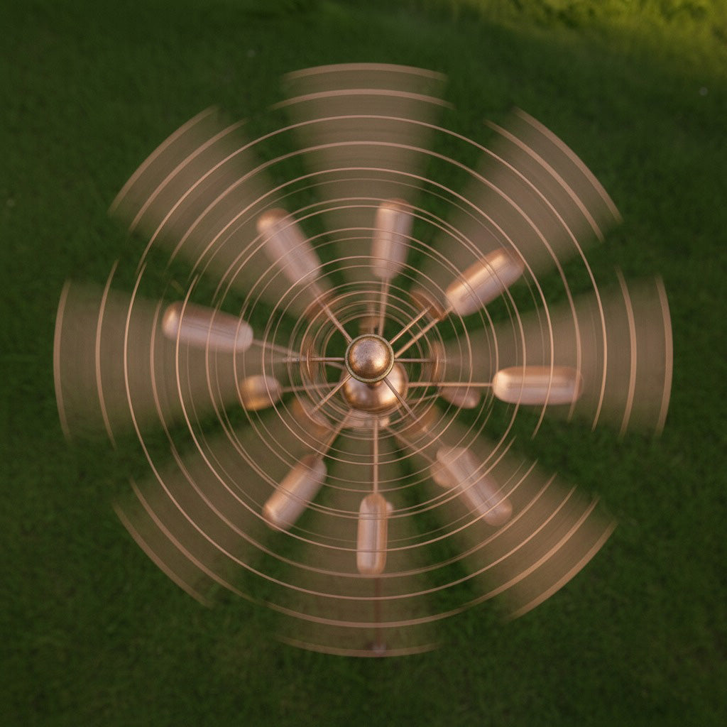 74" Handcrafted Copper Kinetic Wind Spinner Sculpture