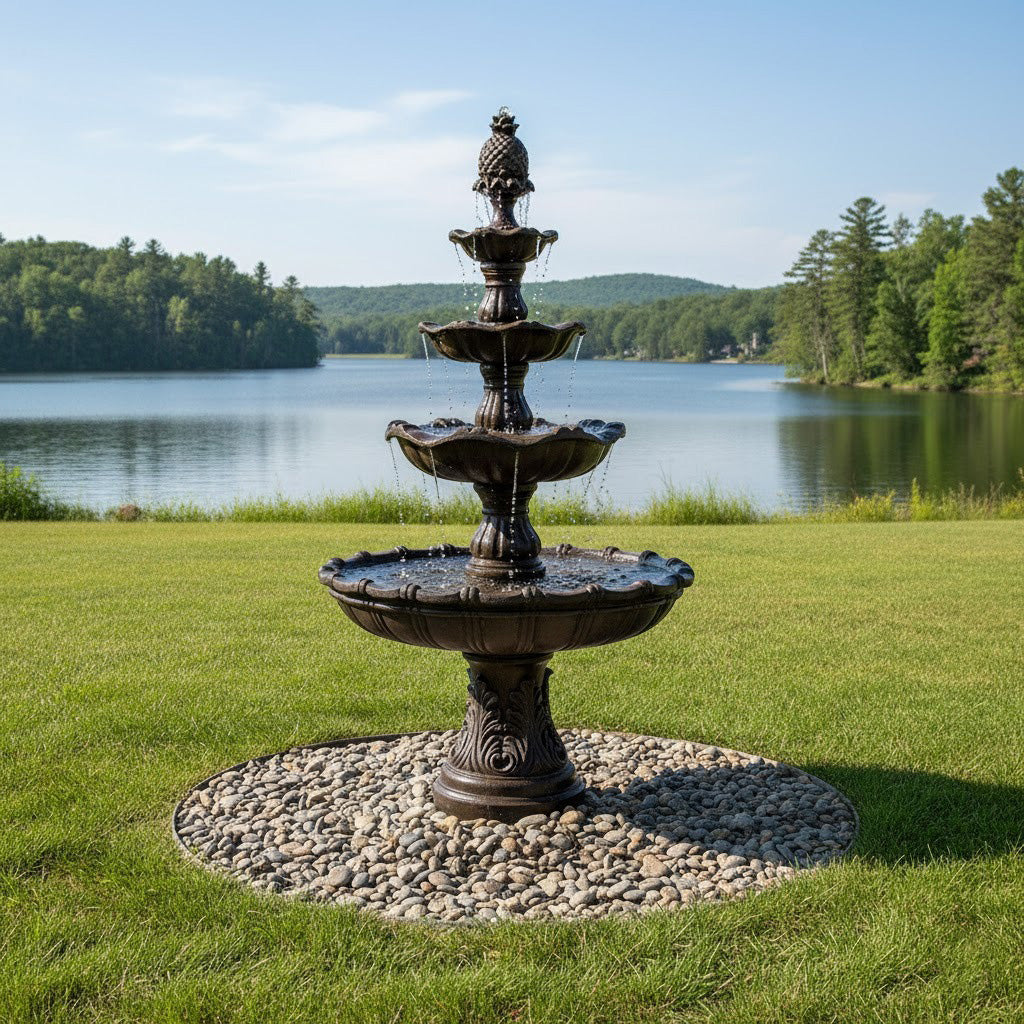 Majestic 80" 4-Tier Stone-Look Outdoor Garden Fountain