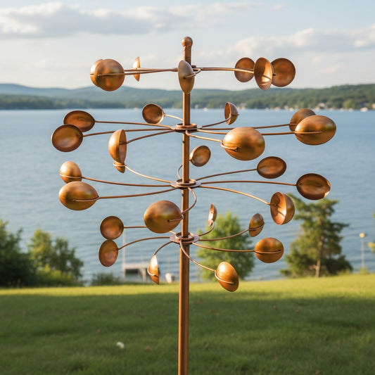 77" Handcrafted Dual-Tier Copper Garden Wind Spinner