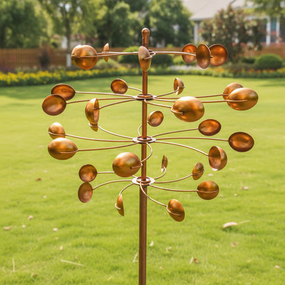 77" Handcrafted Dual-Tier Copper Garden Wind Spinner