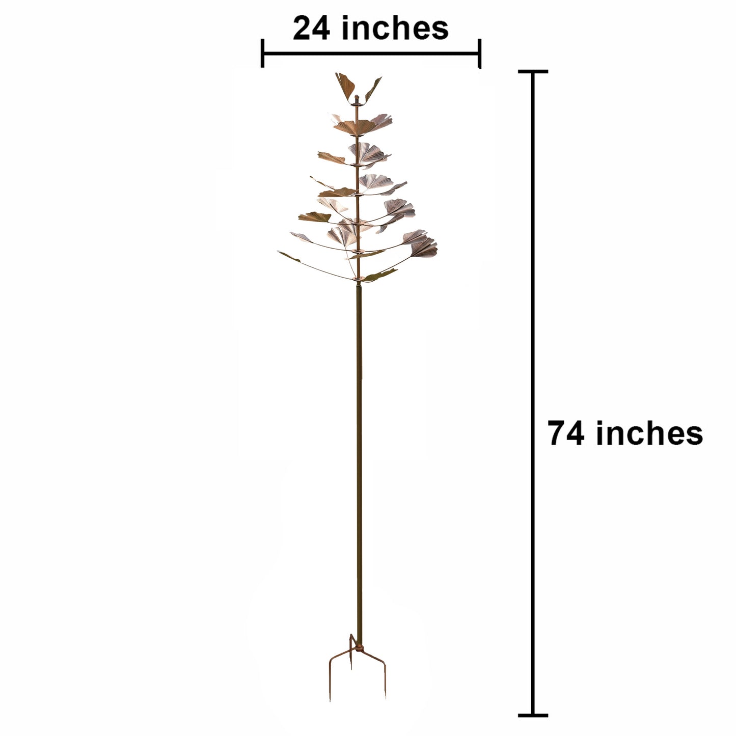 74" Copper-Finish 7-Tier Leaf Wind Spinner for Garden Décor