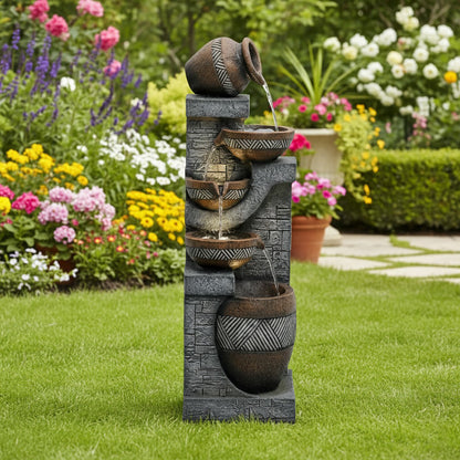 61" Handmade Fountain Garden Sculpture, Large Outdoor Sculpture