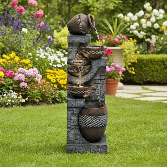 61" Handmade Fountain Garden Sculpture, Large Outdoor Sculpture
