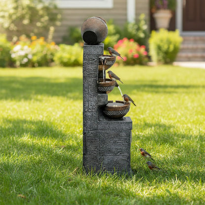 61" Handmade Fountain Garden Sculpture, Large Outdoor Sculpture