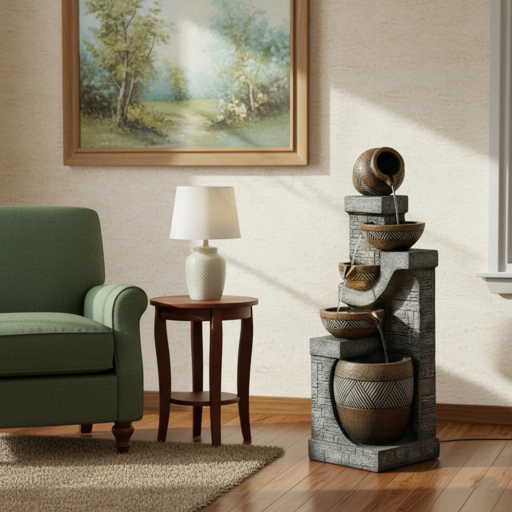 61" Handmade Fountain Garden Sculpture, Large Outdoor Sculpture