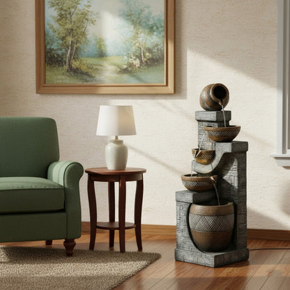 61" Handmade Fountain Garden Sculpture, Large Outdoor Sculpture