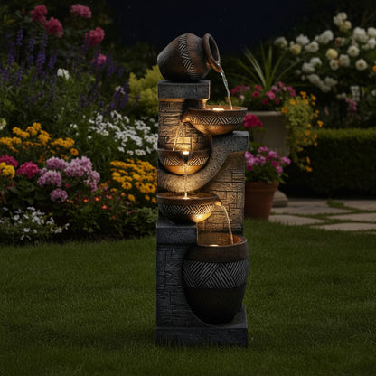 61" Handmade Fountain Garden Sculpture, Large Outdoor Sculpture