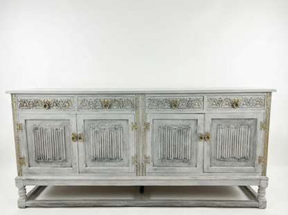 Handcrafted Vintage-Style White Sideboard – Rustic Farmhouse Storage Console