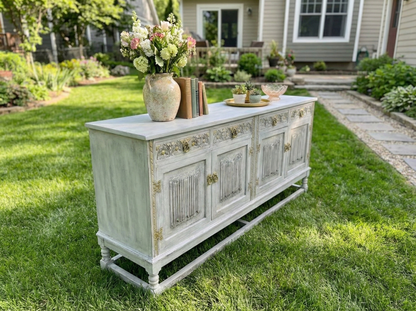 Handcrafted Vintage-Style White Sideboard – Rustic Farmhouse Storage Console