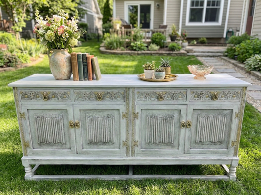Handcrafted Vintage-Style White Sideboard – Rustic Farmhouse Storage Console