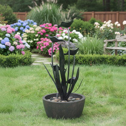 62" Handmade Leafy Multi-Tier Outdoor Water Fountain