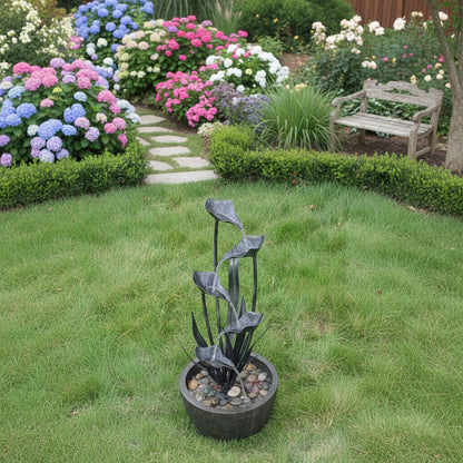 62" Handmade Leafy Multi-Tier Outdoor Water Fountain