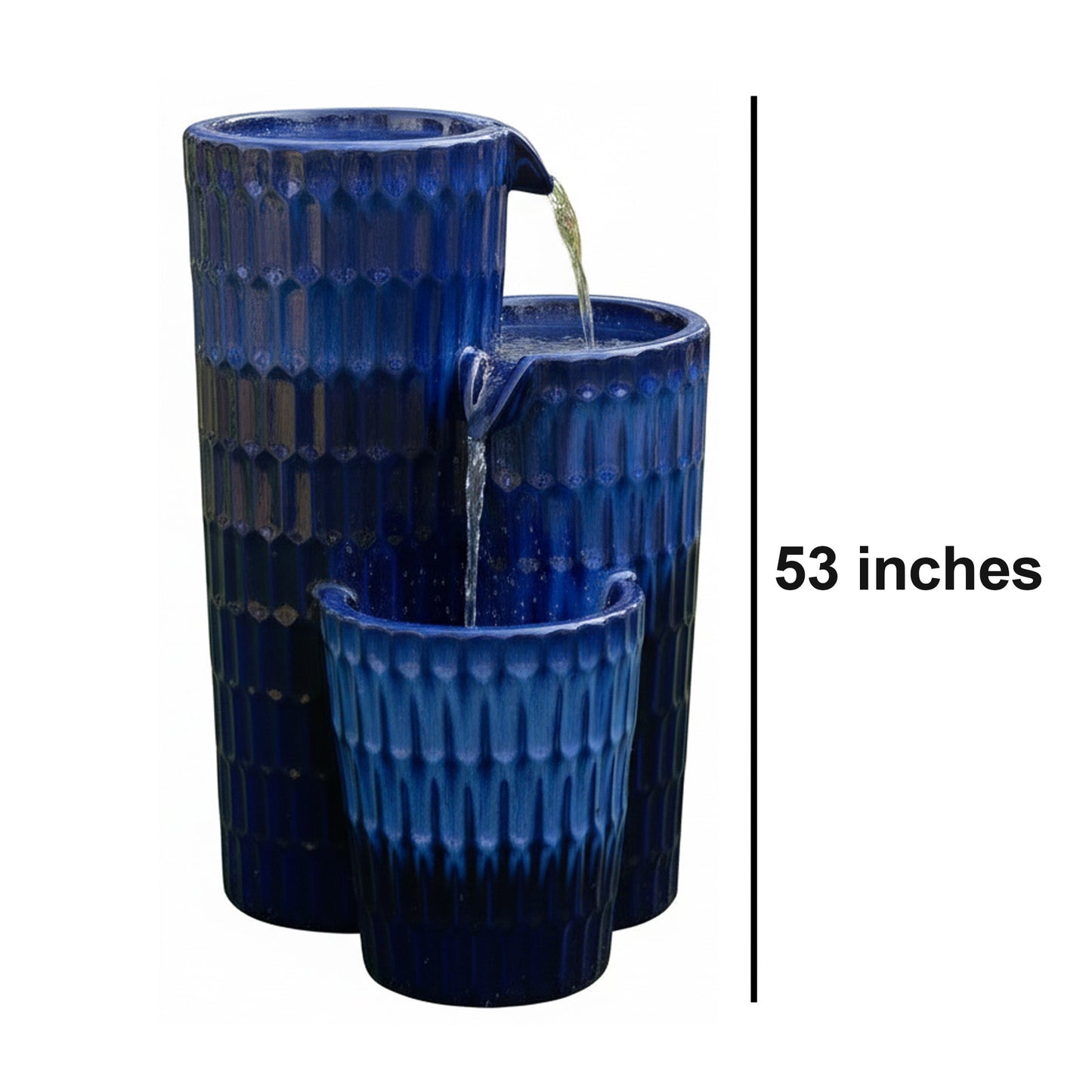 53" Handmade Polyresin Multi-Tier Garden Fountain with Solar Panel