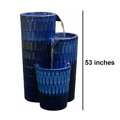 53" Handmade Polyresin Multi-Tier Garden Fountain with Solar Panel