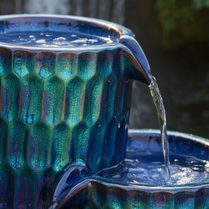 53" Handmade Polyresin Multi-Tier Garden Fountain with Solar Panel