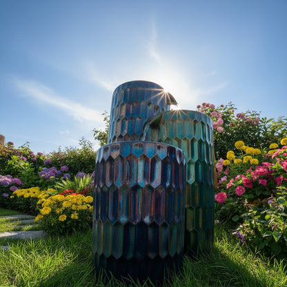 53" Handmade Polyresin Multi-Tier Garden Fountain with Solar Panel