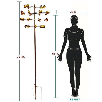 77" Handcrafted Dual-Tier Copper Garden Wind Spinner