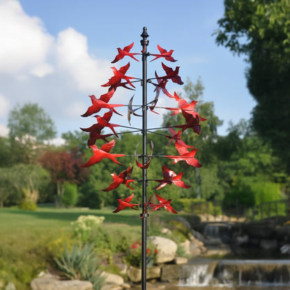 81" Handmade Red Bird Kinetic Garden Wind Spinner
