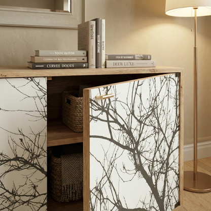 Hand-Painted Oak Cabinet – Artistic Modern Console Table & Storage Accent