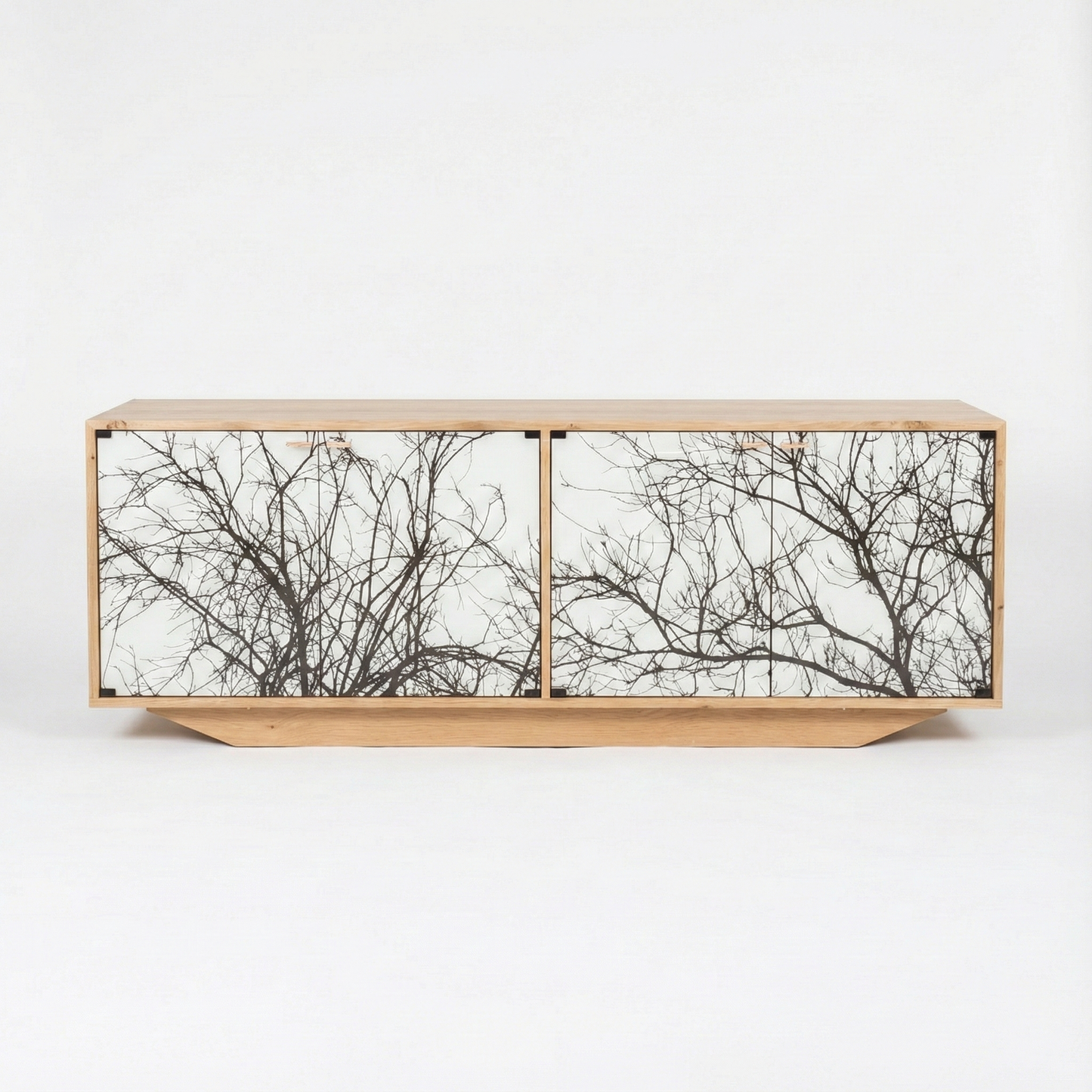 Hand-Painted Oak Cabinet – Artistic Modern Console Table & Storage Accent