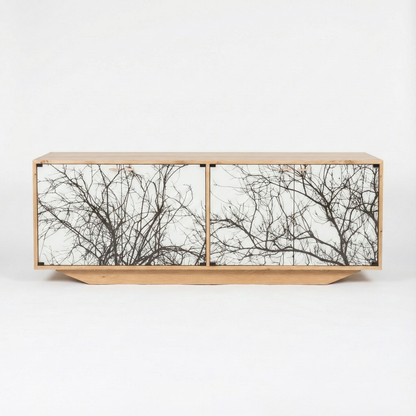 Hand-Painted Oak Cabinet – Artistic Modern Console Table & Storage Accent