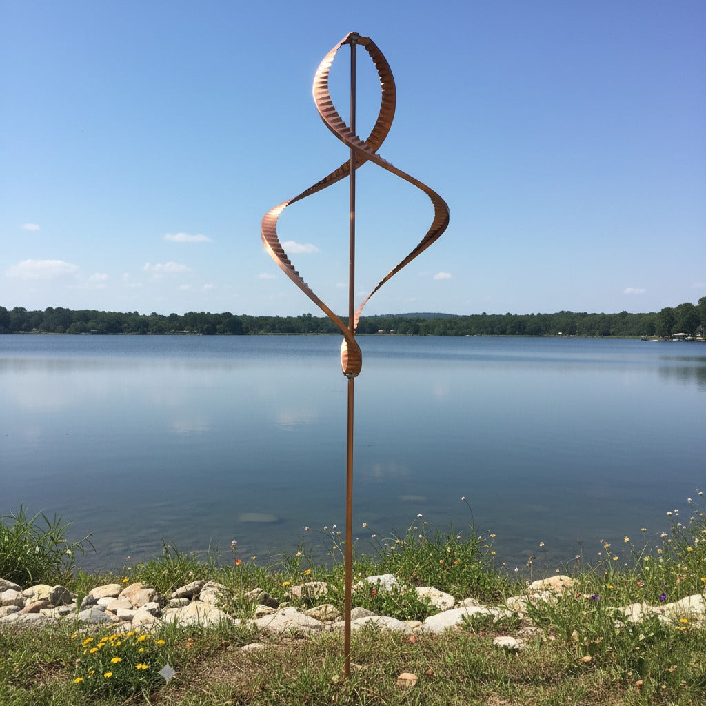 74" Handcrafted Copper Dual-Direction Garden Wind Spinner