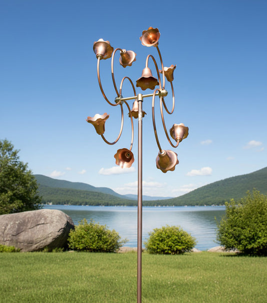 74" Handmade Dual Copper Wind Spinner – Kinetic Garden Sculpture with 360° Motion