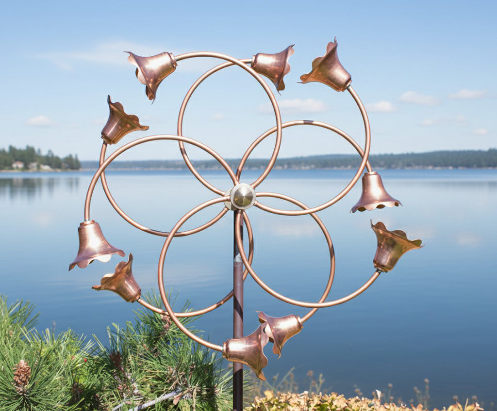 74" Handmade Dual Copper Wind Spinner – Kinetic Garden Sculpture with 360° Motion