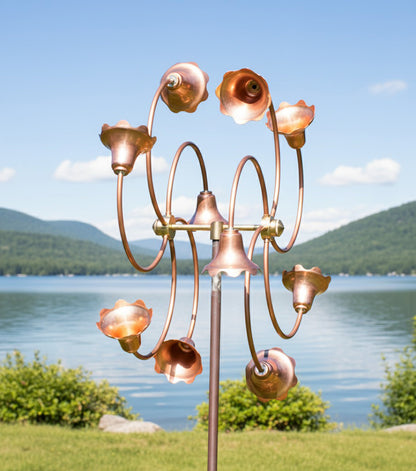 74" Handmade Dual Copper Wind Spinner – Kinetic Garden Sculpture with 360° Motion