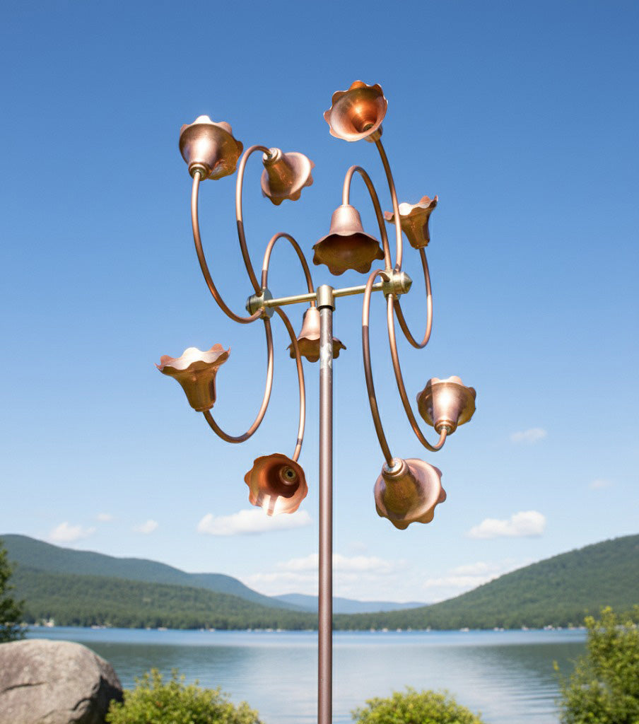 74" Handmade Dual Copper Wind Spinner – Kinetic Garden Sculpture with 360° Motion