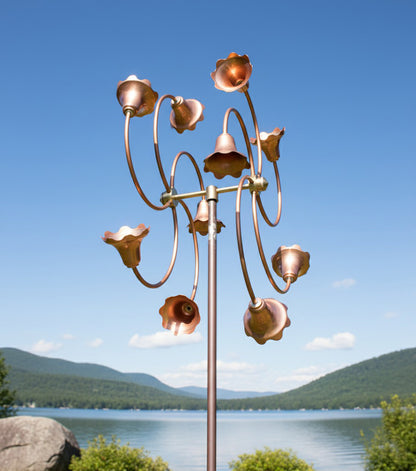74" Handmade Dual Copper Wind Spinner – Kinetic Garden Sculpture with 360° Motion