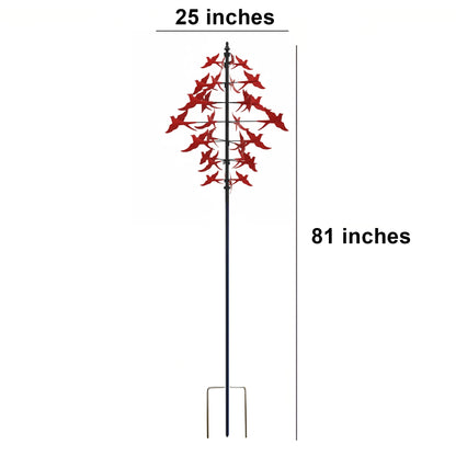 81" Handmade Red Bird Kinetic Garden Wind Spinner