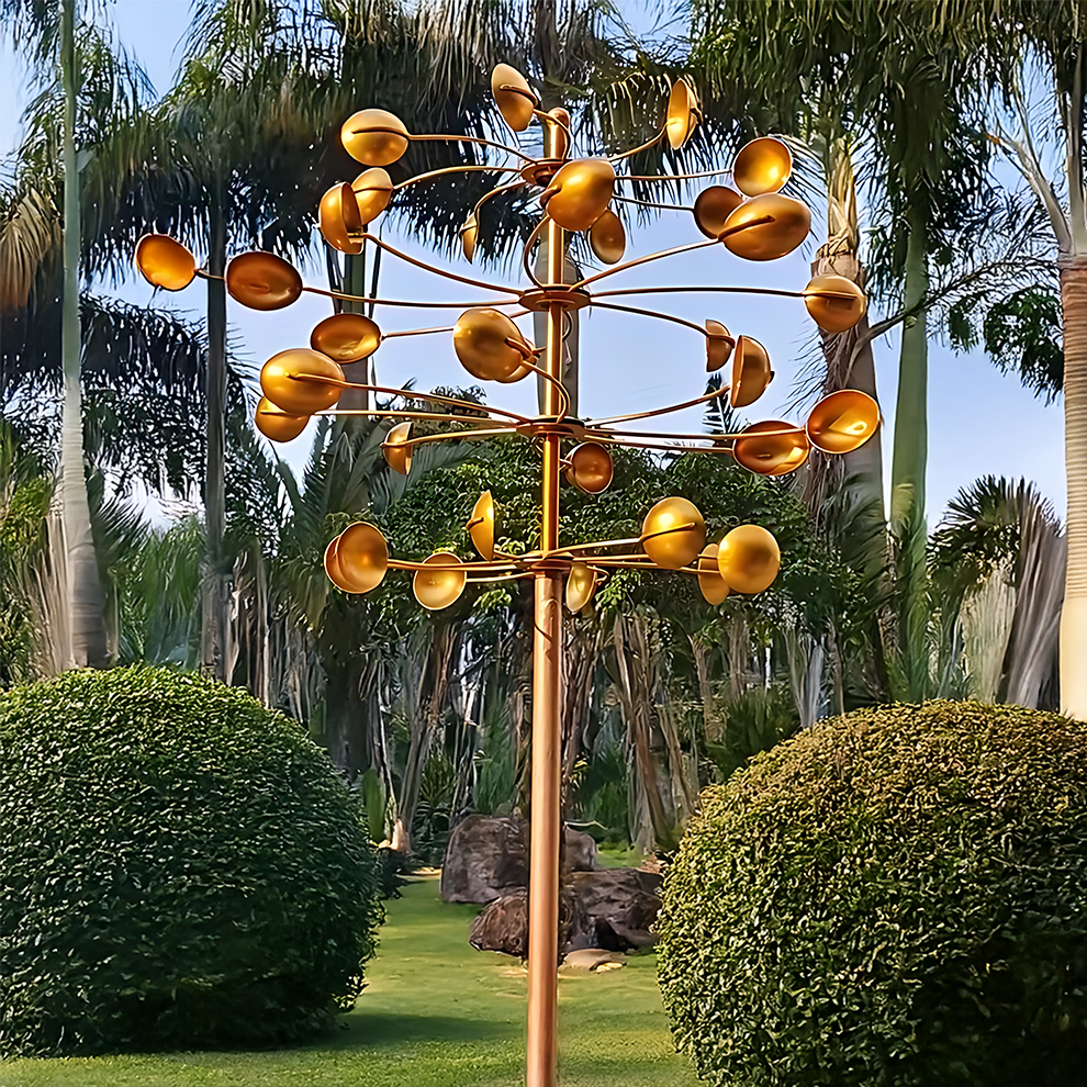 77" Handcrafted Dual-Tier Copper Garden Wind Spinner