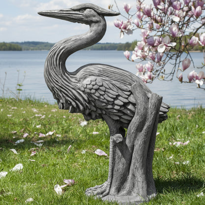52" Handmade Stone-Look Heron Garden Statue – Polyresin Outdoor Bird Sculpture