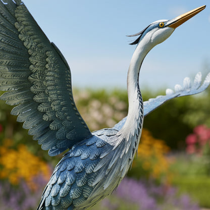 62" Handmade Metal Heron Kinetic Wind Spinner – Garden Sculpture