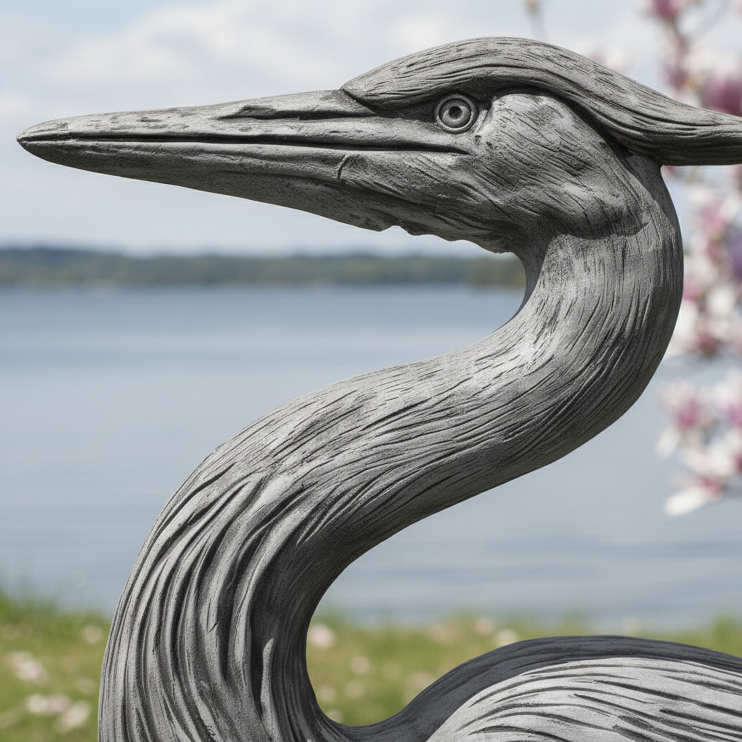 52" Handmade Stone-Look Heron Garden Statue – Polyresin Outdoor Bird Sculpture