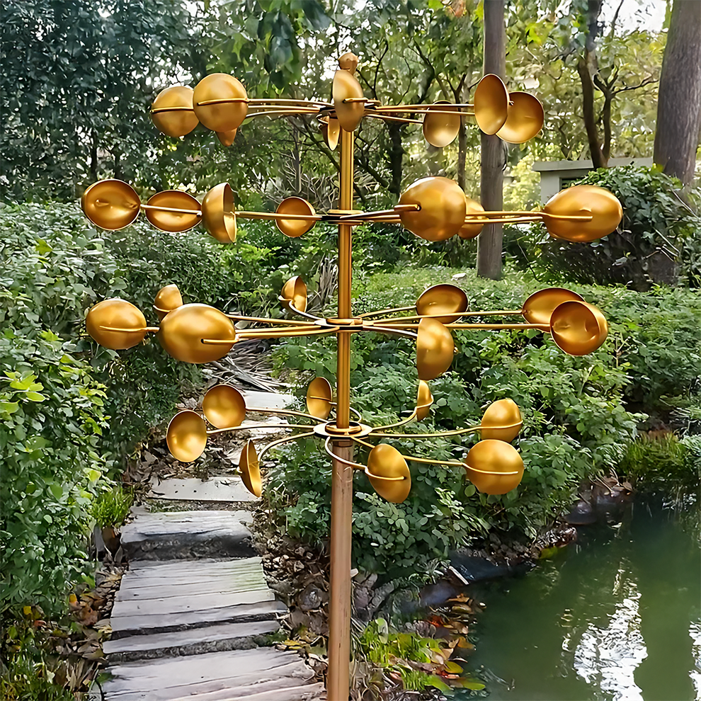 77" Handcrafted Dual-Tier Copper Garden Wind Spinner