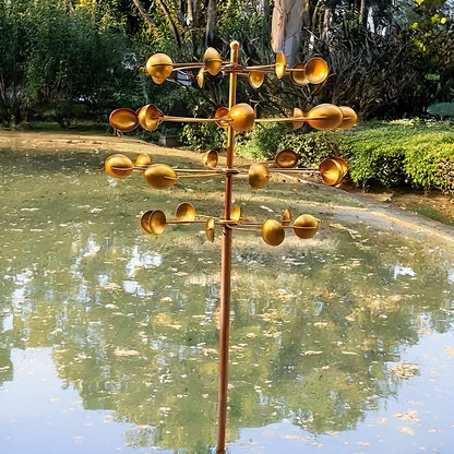 77" Handcrafted Dual-Tier Copper Garden Wind Spinner