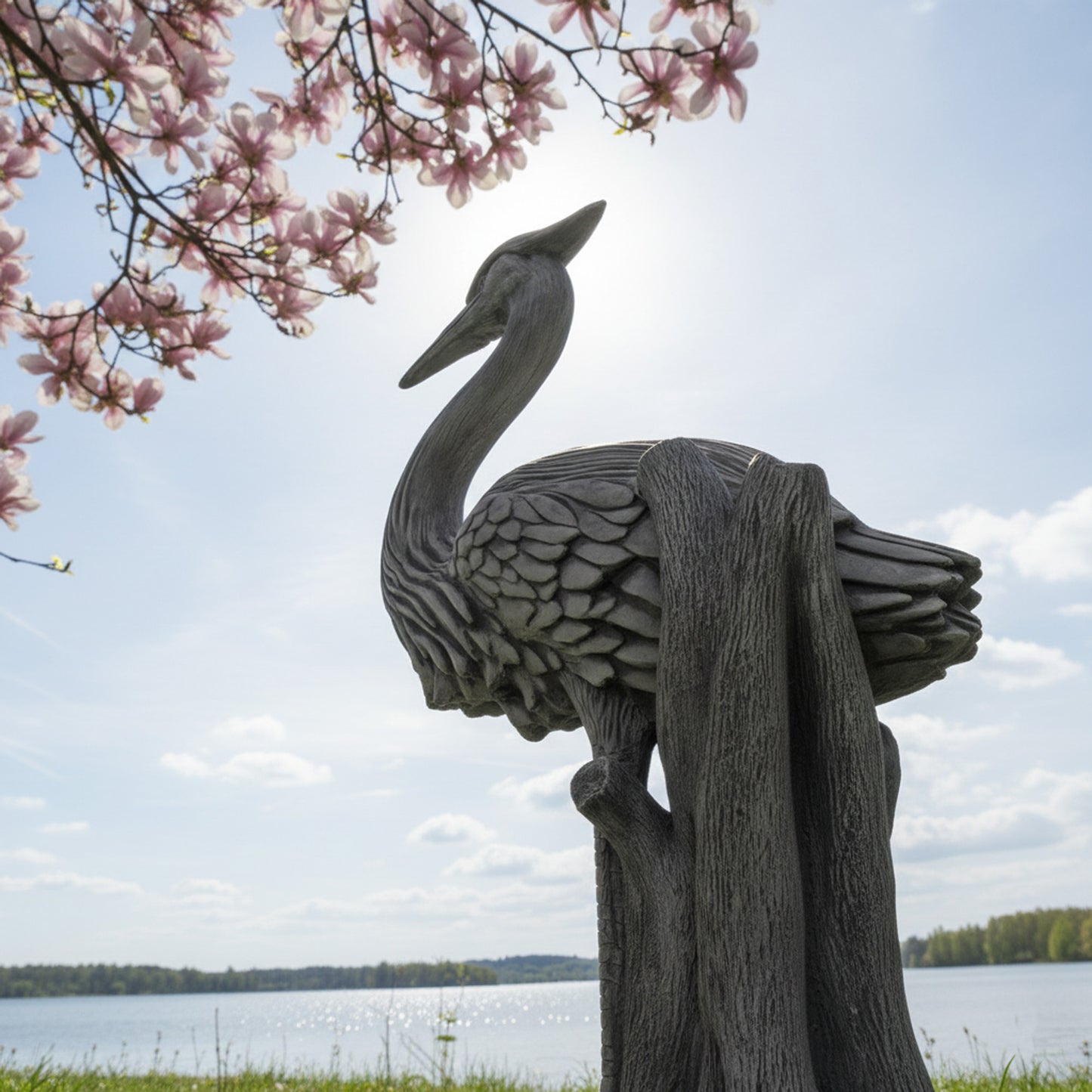 52" Handmade Stone-Look Heron Garden Statue – Polyresin Outdoor Bird Sculpture