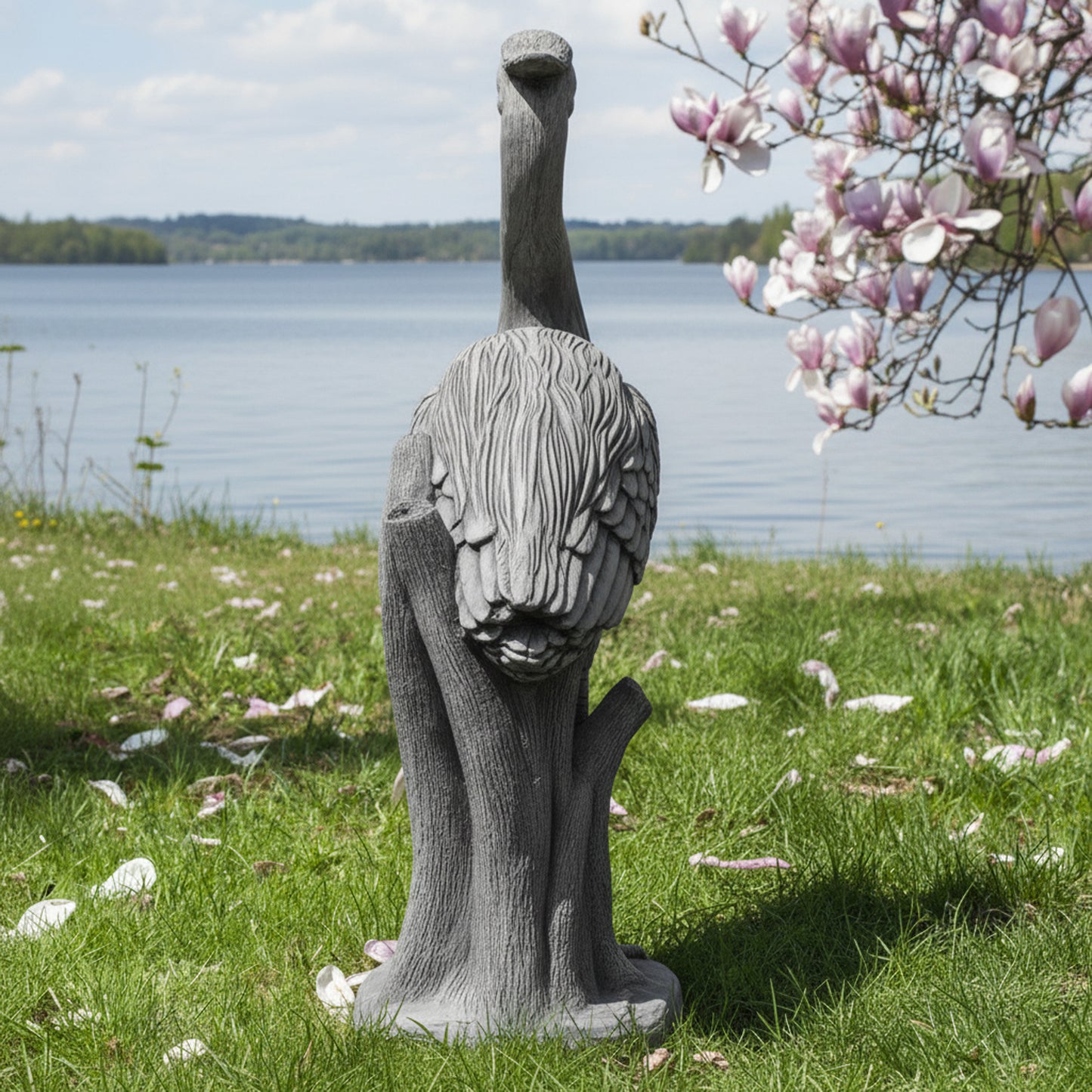 52" Handmade Stone-Look Heron Garden Statue – Polyresin Outdoor Bird Sculpture