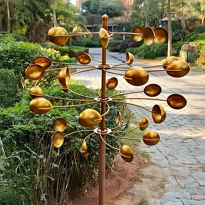 77" Handcrafted Dual-Tier Copper Garden Wind Spinner