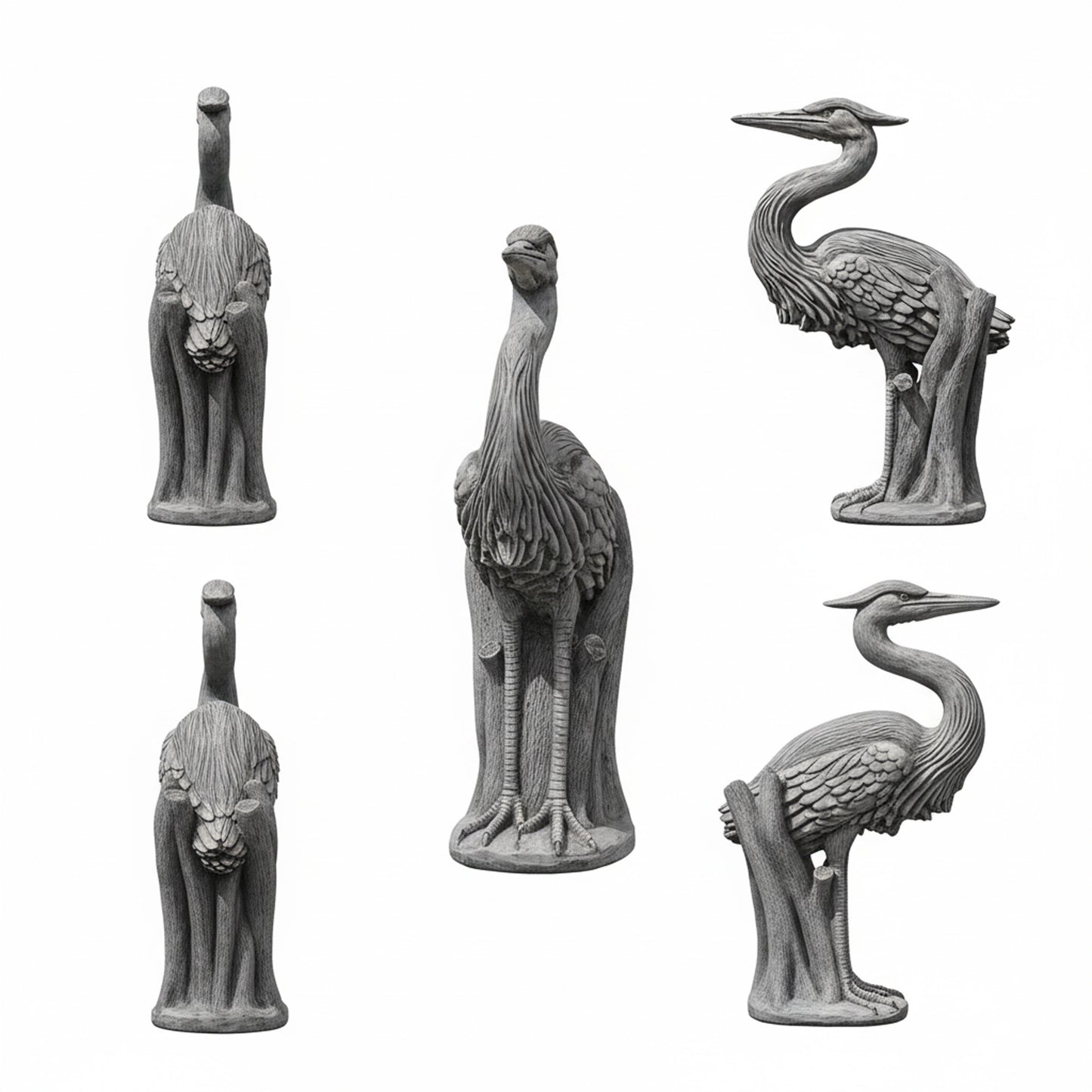 52" Handmade Stone-Look Heron Garden Statue – Polyresin Outdoor Bird Sculpture