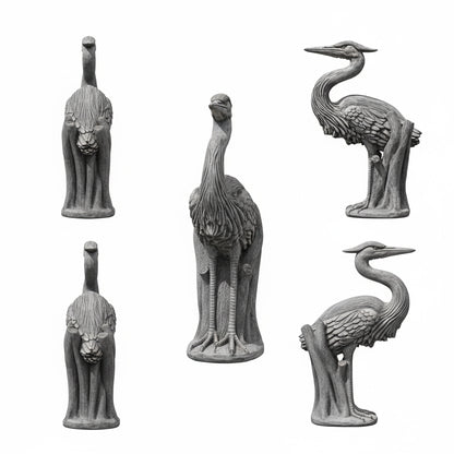52" Handmade Stone-Look Heron Garden Statue – Polyresin Outdoor Bird Sculpture