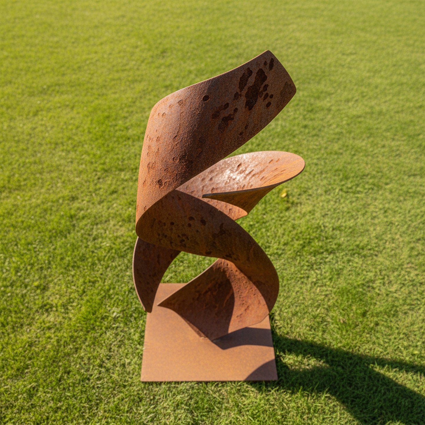 75" Handmade Rustic Metal Abstract Ribbon Sculpture – Modern Outdoor Art