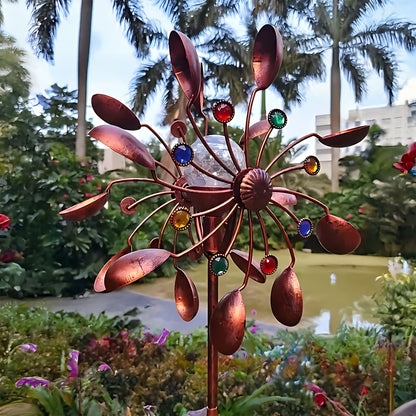65" Handcrafted Copper Wind Spinner with Motion-Activated Light