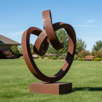 83" Handmade Abstract Interlocking Rings Metal Garden Sculpture