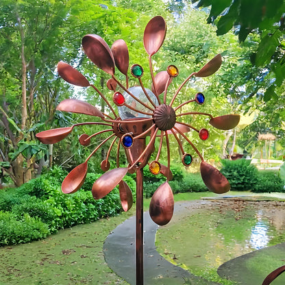 65" Handcrafted Copper Wind Spinner with Motion-Activated Light